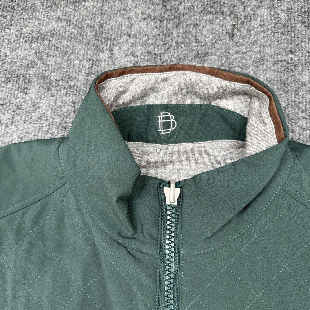 B Draddy Vest Mens M Green Gray Reversible Full Zip Golf Quilted Embroidered - Picture 2 of 10
